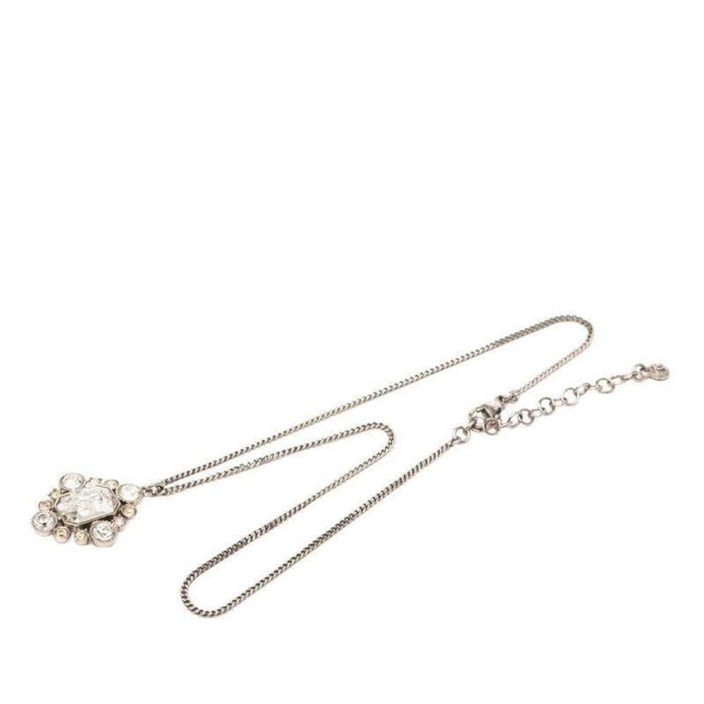 Chanel CC Logo Necklace Silver